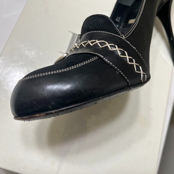 Vintage Dior Black Leather 4" Heels Pumps Silver Toned CD Logo Buckle EU 40 - Picture 4 of 8